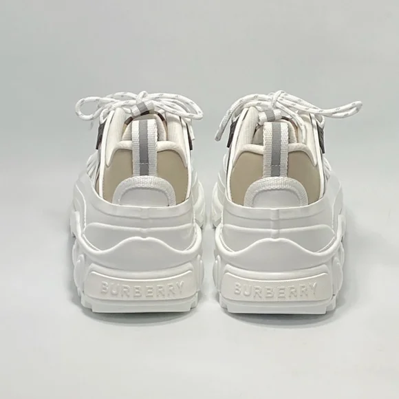 Burberry White and Beige Check Sneakers - Picture 5 of 8
